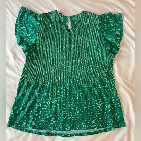 *NWT* Adrianna Papell Green Dotted Blouse - Picture 6 of 7
